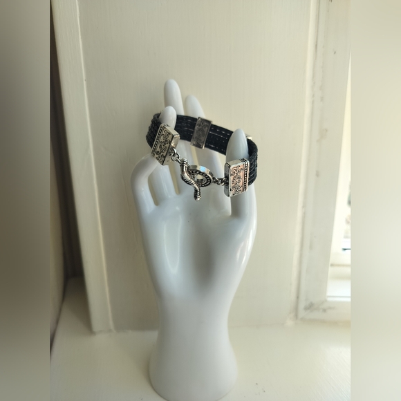 Silver and Black Women's Bracelet - Picture 1 of 9
